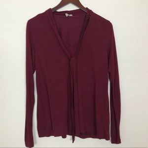 ASOS | Maroon Tie Neck Long Sleeve Shirt S…